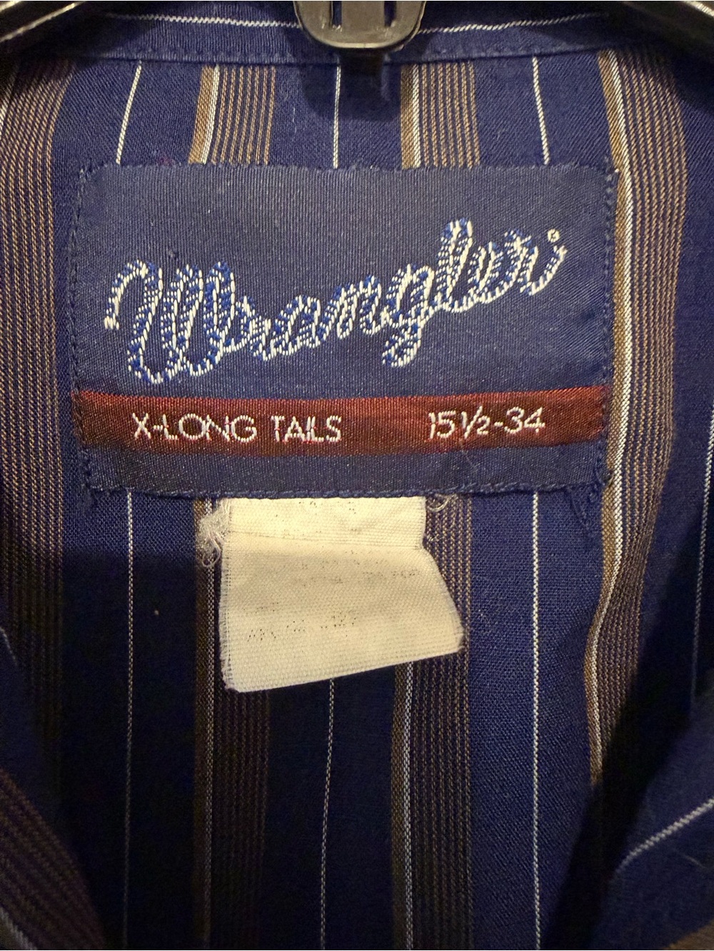 Vintage Wrangler Men’s Medium Pearl Snap Western Shirt Striped X-Long Tails - Picture 5 of 7
